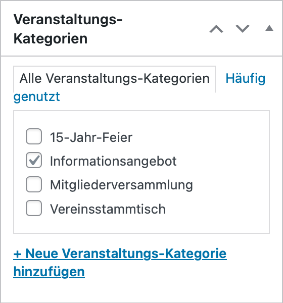 Veranstaltungskategorie auswählen